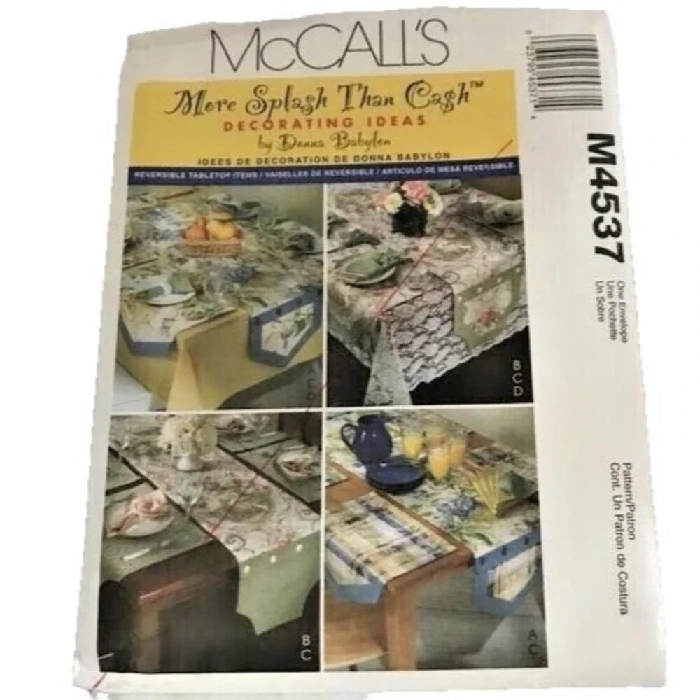 #M4537 McCalls home decor runner placematts valance sewing pattern